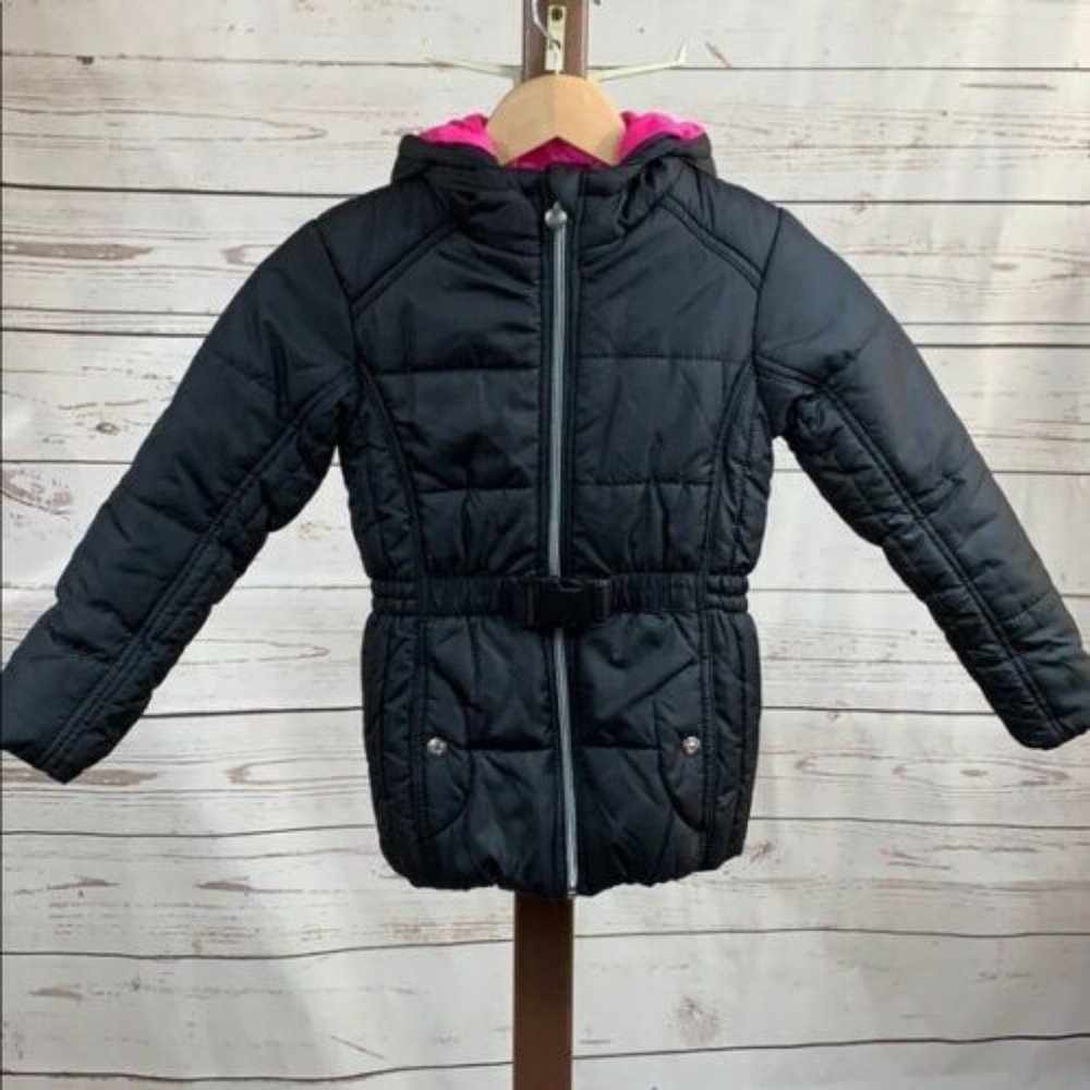 R 88 by S. Rothschild Black and Hot Pink Hooded Full Zip SKI Puffer Coat Kid 7/8